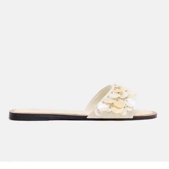 Zara Flat Sandals With Pearlescent Pieces NWT - Picture 2 of 5